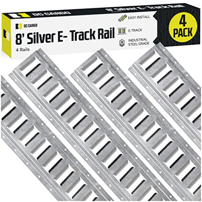 DC Cargo Mall E Track Tie Down Rail Kit 8' (4 Pack) for Garages, Vans, Trailers, Motorcycle Tie Downs, ATV Mountings - Galvanized Steel - Secure Cargo & Heavy Loads Up to 2,000 lbs - size: 4-pack