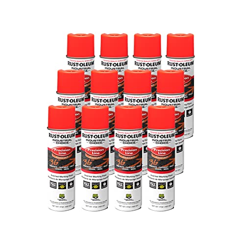 Rust-Oleum Inverted Marking Spray, Solvent-Based, Fluorescent Red-Orange - color: Fluorescent Red-Orange, size: 6 Count (Pack of 12)
