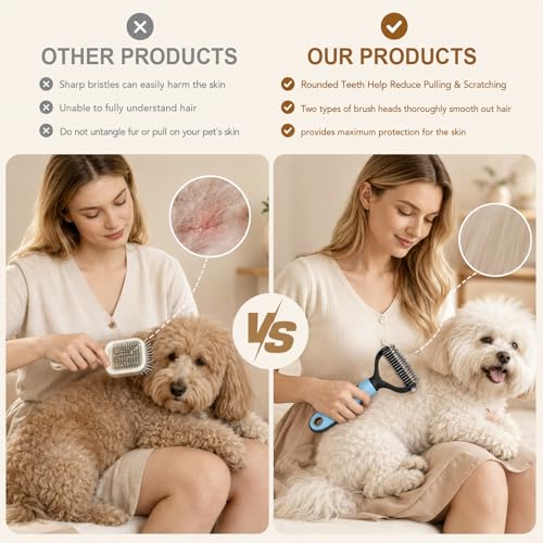 Pet Knotter for Dogs/Cats, Double Sided Pet Grooming Brush,Undercoat Rake Pets Brush for Long Hair Professional Deshedding Tool, Pets Hair Remover Shedding (Blue-L) - color: Blue-L