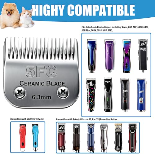 Dog Grooming Replacement Blades Compatible with Andis Dog Clipper - size: 5FC