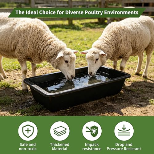 5 Pack 4.5 Gallon/18 Quart Plastic Livestock Feeder Water Trough - color: Black-18Quart, size: 18 Quart