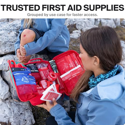 SurviveX Large First Aid Kit, Emergency Kit for 3-4 People, Pack of 2 | Labeled Pockets, Zip Stitch Wound Closures, Mountable, Quick Access, For Home, Car, Camping - size: Large (Pack of 2)