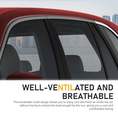 4 PCS Car Window Screen Mesh, Heat Block Double-layer Car Window Shade, Breathable High Elastic Mesh Privacy Protection Curtain, Universal for Most Sedans (Black) - color: Black #Sedan