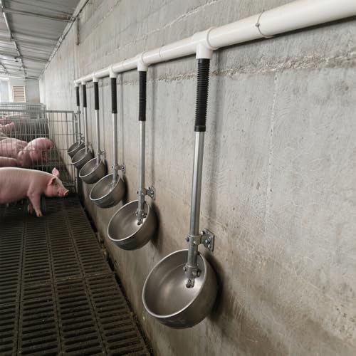 Stainless Steel Pig Waterer Bowl, Automatic Livestock Waterer 1/2" Thread, Heavy Duty Hog Water Trough, Wall Mounted Water Drinker for Piglet Sow Goat Livestock Farm（L）