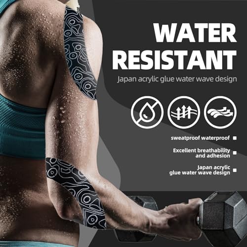 OK TAPE PRO Kinesiology Tape Bulk 103Feet, Water-Resistant Sports Tape | Elastic Physical Therapy Tape for Pain Relief, Muscle Support, Kinetic Tape, Latex Free, Uncut Roll, Black - color: Black