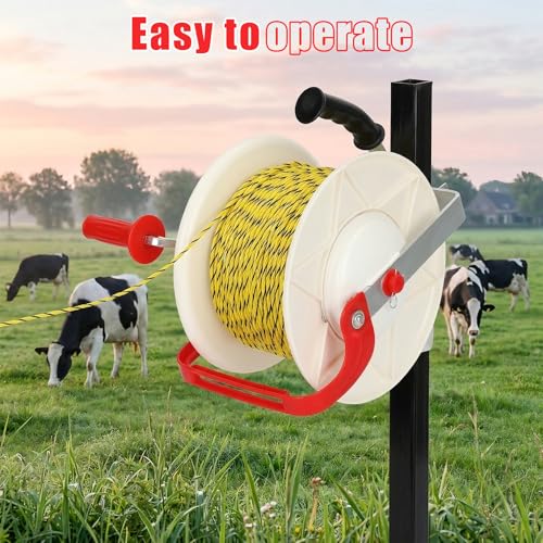 3:1 Geared Electric Fence Reel (with Wire Guide), Lockable Fence Wire Reel, Portable Electric Electric Fence Eeel, Suitable for Farms and Gardens, 2-Pack