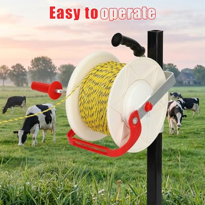 3:1 Geared Electric Fence Reel (with Wire Guide), Lockable Fence Wire Reel, Portable Electric Electric Fence Eeel, Suitable for Farms and Gardens, 2-Pack