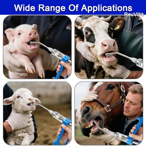 30ml Adjustable Livestock Drench Gun for Goats, Sheep & Cattle - color: Blue, size: 30M LWith Kettle