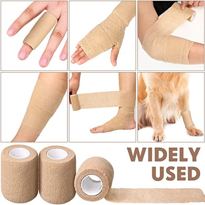 Treela 48 Pack Self Adhesive Wrap Bandage,Nude,3 Inches X 5 Yards - color: Nude, size: 3 Inch X 5 Yard