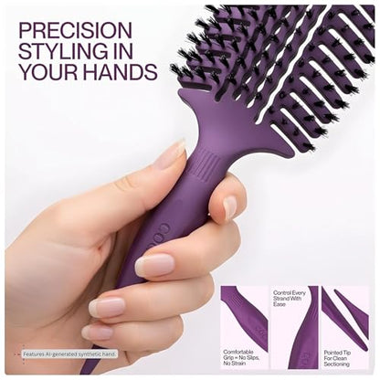 COCCO Aura Vent Boar Brush, Dual-Curved Design for Faster Drying - color: Purple