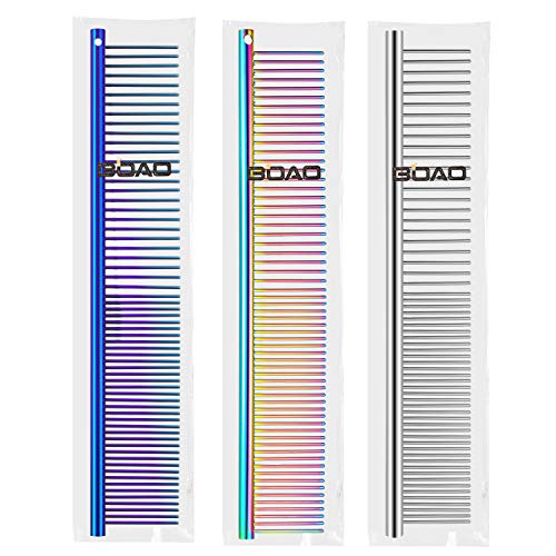 3 Pcs Stainless Steel Combs for Matted Hair - Grooming Clippers with Guide Combs for Removing Tangles and Knots in Long Haired Dogs and Cats - color: Multi-color