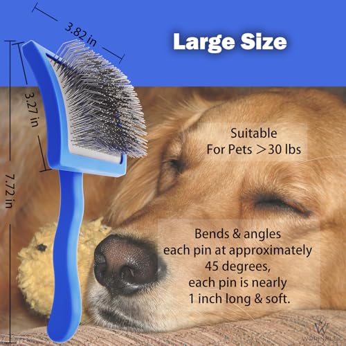 Slicker Brush for Dogs - Long Pin Doodle Grooming Brush, Large | For Goldendoodles, Poodles, Labradoodles & Long-Haired Dogs - Detangles Dense Coats, Removes Knots & Mats and Restores Fluff