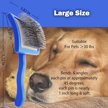 Slicker Brush for Dogs - Long Pin Doodle Grooming Brush, Large | For Goldendoodles, Poodles, Labradoodles & Long-Haired Dogs - Detangles Dense Coats, Removes Knots & Mats and Restores Fluff