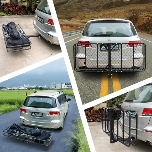 Leader Accessories Folding Hitch Cargo Carrier 60"x24"x6", Fits 2" Receiver - size: 60"x24"x6" Hitch Cargo Basket