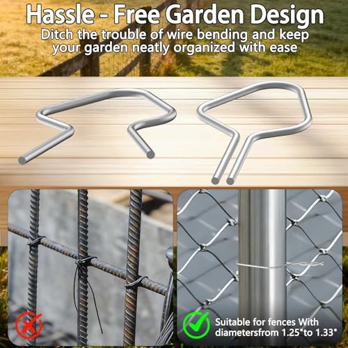 400 Pcs T Post Clips Kit, Metal Wire Fence Clip & 1 Drill Chuck, Galvanized Steel Tie Preformed T-Post Fence Clips 11 Gauge Fence Ties Fast Installation Farm Garden&Livestock Fencing T/U-Posts(Silver) - size: 400PCS