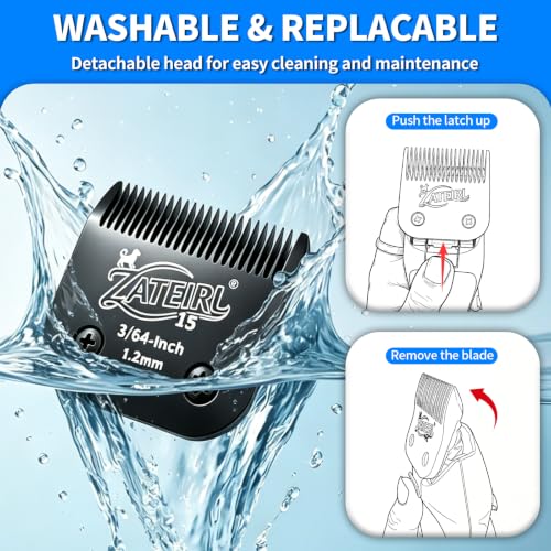 Size 15 Detachable Pet Grooming Clipper Blade with Steel Cutter, 3/64 Inch (1.2 mm) Cut Length, Black, Compatible with Andis, Oster A5, Wahl KM10, 3 Pack - color: Black, size: 15# 1.2mm - 3 Pack