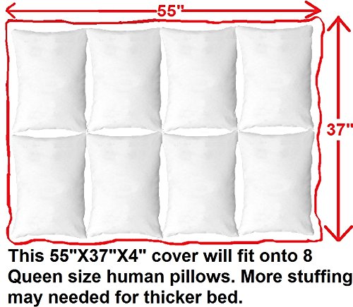 Dogbed4less DIY Durable Blue Denim Pet Bed External Duvet Cover and Waterproof Internal Case for 55"X37"X4" XXL Dog Bed - Replacement Covers only - size: 55"X37"X4" XXL