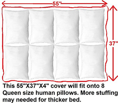 Dogbed4less DIY Durable Blue Denim Pet Bed External Duvet Cover and Waterproof Internal Case for 55"X37"X4" XXL Dog Bed - Replacement Covers only - size: 55"X37"X4" XXL