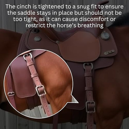 Hulara Western Carved Leather Rear Flank Back Saddle Girth Cinch Belt with Bucking Strap Comfytack |Premium Flank Cinch Belt Leather Horse Girth - color: Black