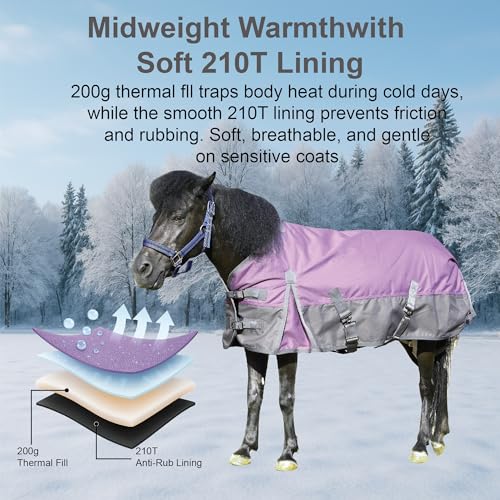 1200D Mini/Pony Horse Blanket, 200g Waterproof Winter Turnout - size: 48"