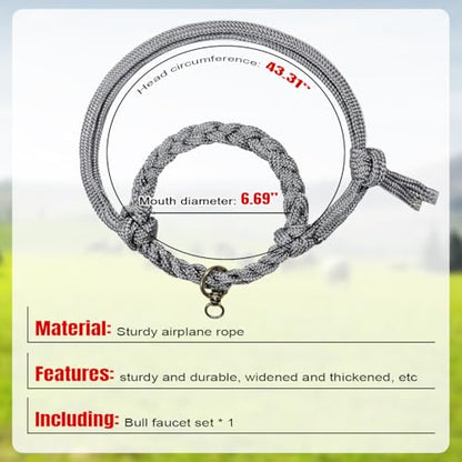 La La Pet Adjustable Cattle Halter Hand Braided Livestock Leading Rope Farm Training Supplies Handling Equipment for Calf Cows Horses Donkeys Goats Foals 0.47Inch Collar - size: 0.47"Collar
