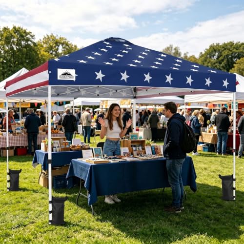 EAGLE PEAK 12x12 Pop Up Canopy Tent Easy Up Canopy Outdoor, American Flag - color: American Flag, size: 12x12