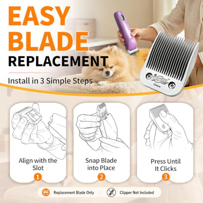 Size 3/4HT Detachable Pet Grooming Clipper Blade with Ceramic Cutter, 19mm 3/4 Inch Cut Length, Silver, Compatible with Andis, Oster A5, Wahl KM10, 1 Pack - color: Silver, size: 3/4HT 19mm