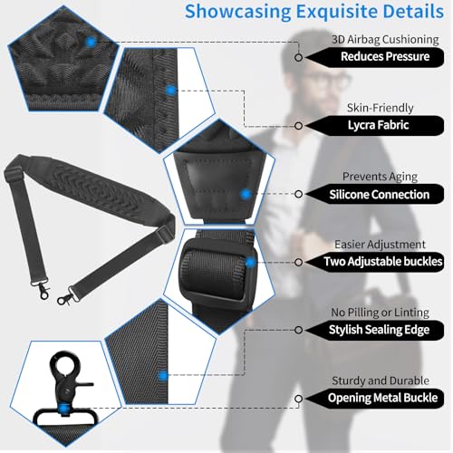 FIEIL 3D Air Cushion Ultra Comfortable Duffel Bag Strap，55" Universal Laptop Shoulder Strap, with Double Adjustable Buckles and Metal Hooksfor Briefcase Computer Messenger Bag (140CM Reduced Stress)