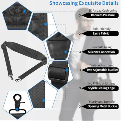 FIEIL 3D Air Cushion Ultra Comfortable Duffel Bag Strap，55" Universal Laptop Shoulder Strap, with Double Adjustable Buckles and Metal Hooksfor Briefcase Computer Messenger Bag (140CM Reduced Stress)