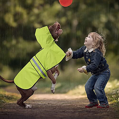 Waterproof Puppy Rain Jacket - Adjustable Reflective Dog Raincoat, Lightweight Dog Hooded Slicker Poncho Raincoats for Small to X- Large Dogs and Puppies (Neon Green, Small) - color: Neon Green, size: Small