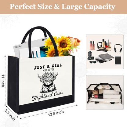 GevGuxLuo Tote Bag for Women Animal Lover Bag Gift for Women - color: Highland Cows