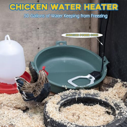 Varesee 500W Chicken Water Deicer, 50Gal for Plastic Waterer, Liverstock Water Heater, Cast Aluminum Submersible De-icer, Bird Bath Deicer with Built-in Thermostat Control