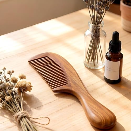 Louise Maelys Wood Fine Tooth Comb For Thick Hair, Anti Static - color: Fine Tooth