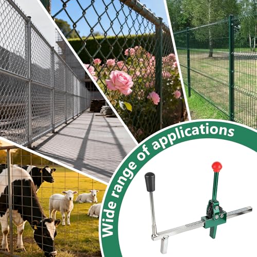 Chain Link Fence Stretcher Tool Heavy Duty Fence Puller Stretcher Barb Wire Tightener for Woven Wire Fence Extended Base Design Easy Operation for Fixing Fences on Farms Pastures and Garden Barriers