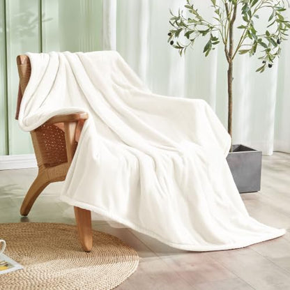 Electric Heated Blanket Throw 50"x60", 8 Heat leavls and 1-8H Auto Off | Fast Heating, Over-Heat Protection&ETL Certification, Soft Flannel Sherpa, Machine Washable, Suitable for Bed and Sofa - color: White, size: Throw-50" x 60"
