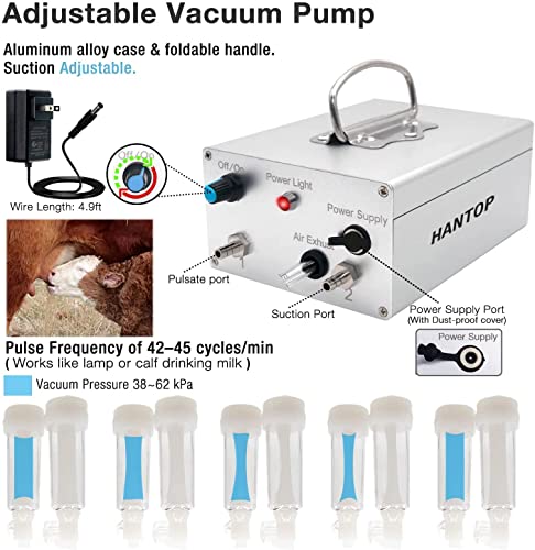 12L Cow Milking Machine, Plug-in Pulsation Pump Milker (Classic) | Pulsation System, Speed Adjustable, Auto Stop Check Valve, SUS304 Stainless Steel Bucket, Food-grade material - color: for Cow, size: 12L