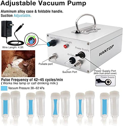 12L Cow Milking Machine, Plug-in Pulsation Pump Milker (Classic) | Pulsation System, Speed Adjustable, Auto Stop Check Valve, SUS304 Stainless Steel Bucket, Food-grade material - color: for Cow, size: 12L