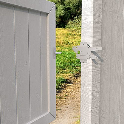 Heavy Duty Gate Latch, Post Mount Automatic Self-Closing Door Latch,for Wooden/Vinyl Fence, Pool,Garden Outdoor, W/Mounting Screws (White) - color: White