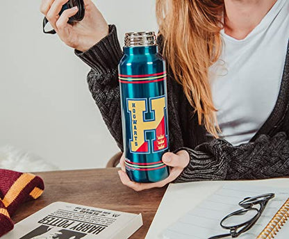 Silver Buffalo Harry Potter Crest, Stainless Steel Water Bottle, 27oz | Hogwarts School, Includes Strap, 0.8 Liters - color: Harry Potter, size: 27 Ounces