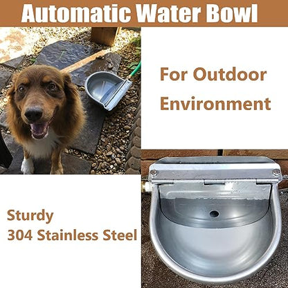 Stainless Steel Livestock Water Bowl with Float Valve Tank,Automatic Farm Water Bowl for Horse, Cow, Goat, Sheep, Dog Drinking Waterer