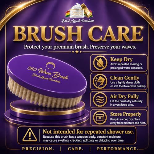 360 Wave Brush, Build Deeper Waves, Soft & Hard Boar Bristle Curved Brushes BLACK LAVISH ESSENTIALS Gold Bristle (Soft Brush, Purple) - color: Purple, size: Soft Brush