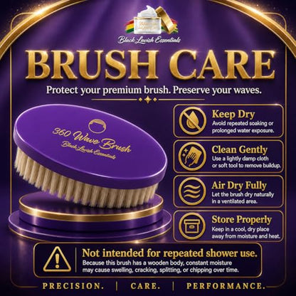 360 Wave Brush, Build Deeper Waves, Soft & Hard Boar Bristle Curved Brushes BLACK LAVISH ESSENTIALS Gold Bristle (Soft Brush, Purple) - color: Purple, size: Soft Brush