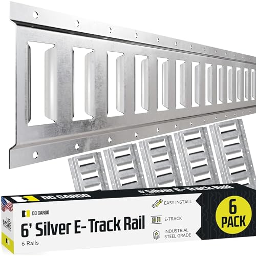 DC Cargo Mall E Track Tie Down Rail Kit 6' (6 Pack) for Garages, Vans, Trailers, Motorcycle Tie Downs, ATV Mountings - Galvanized Steel - Secure Cargo & Heavy Loads Up to 2,000 lbs - size: 6-pack