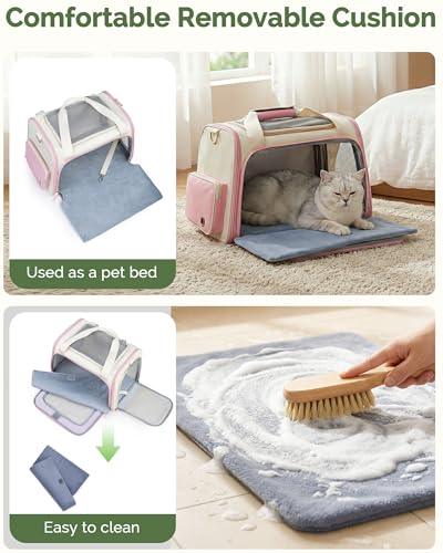 Homespon 34.5L Soft-Sided Cat Dog Carrier, Airline Approved Pet Bag - color: Pink