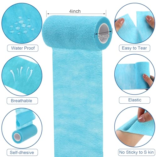 Treela 36 Pcs Self Adherent Bandage 4" X 5 Yard Wrap Breathable - color: Light Color, size: 4" X 5 Yard
