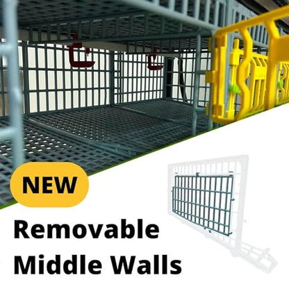 Hatching Time Jumbo Quail Cage Layer Addition – Jumbo Flooring Expansion Add-On for Quail Housing │ Removable Dividers, Extended Waste Trays, Egg Roll-Out Design, Easy-Clean ABS Plastic - style: Jumbo