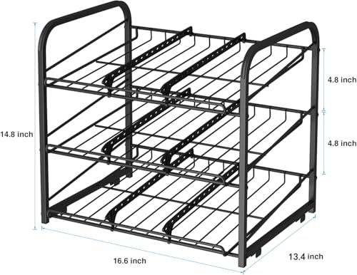 Can Rack Organizer,3 Tier Stackable Can Storage Dispenser,Black - color: Black