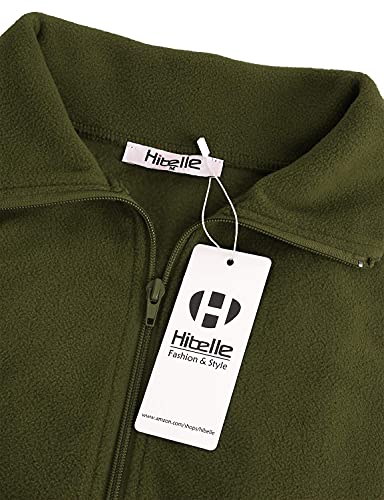 Hibelle Women's Outdoor Full-Zip Thermal Fleece Jacket with Pockets - color: 208-army Green, size: Medium