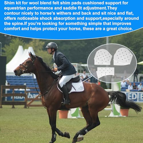 6-Pack Shock Absorbing Saddle Pad Shims for Horseback Riding Equestrian Performance Cushioning Support and Saddle Fit Comfort Adjustment,EVA Half Pad Shims for Wool Blend Felt Saddle Pad