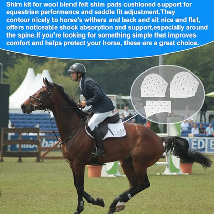 6-Pack Shock Absorbing Saddle Pad Shims for Horseback Riding Equestrian Performance Cushioning Support and Saddle Fit Comfort Adjustment,EVA Half Pad Shims for Wool Blend Felt Saddle Pad